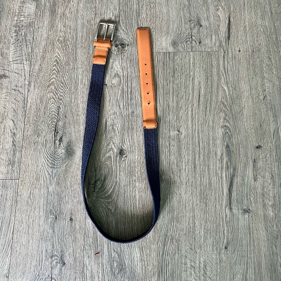 J.Crew Denton Leather & Woven Belt Navy Tan Medium 34-36 - Picture 2 of 5